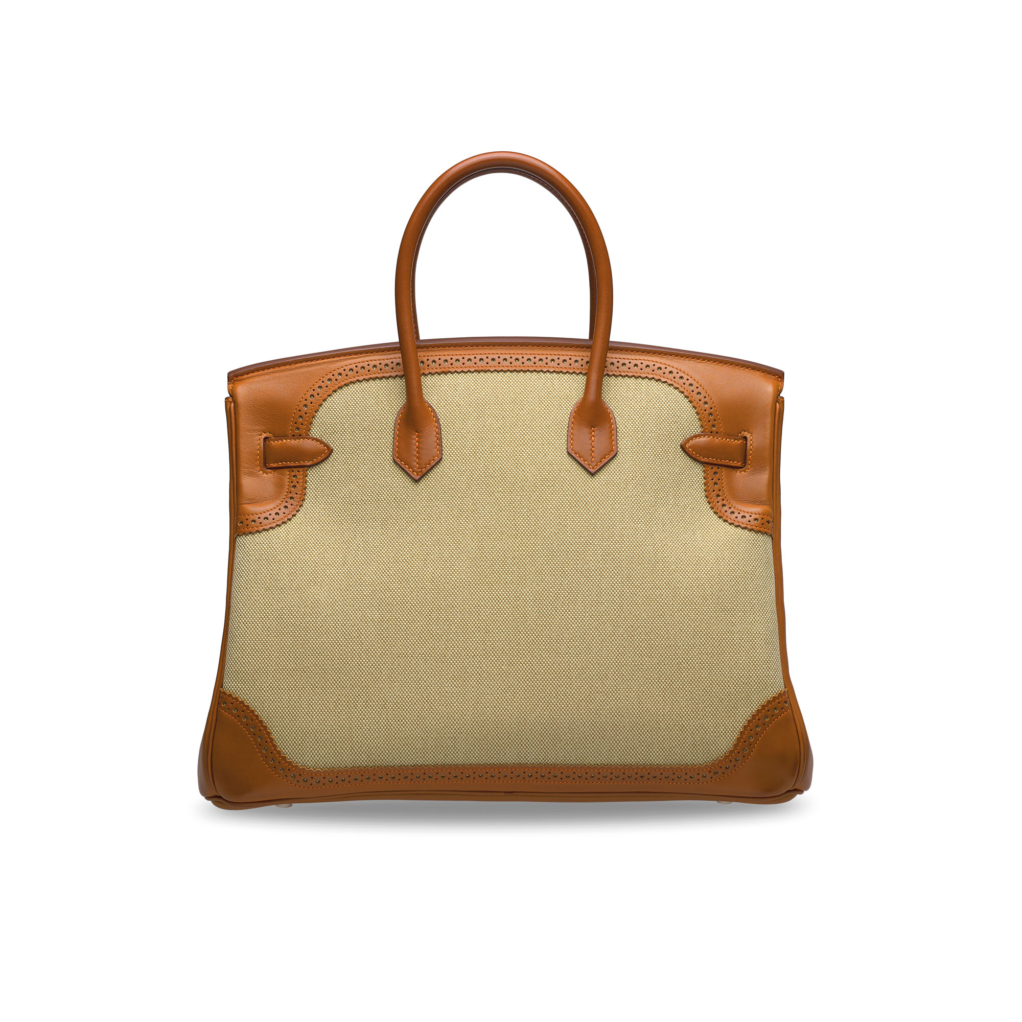 A LIMITED EDITION NATURAL BARÉNIA LEATHER & TOILE GHILLIES BIRKIN 35 WITH BRUSHED PALLADIUM HARDWARE 3 A LIMITED EDITION NATURAL BARÉNIA LEATHER & TOILE GHILLIES BIRKIN 35 WITH BRUSHED PALLADIUM HARDWARE - Image 3