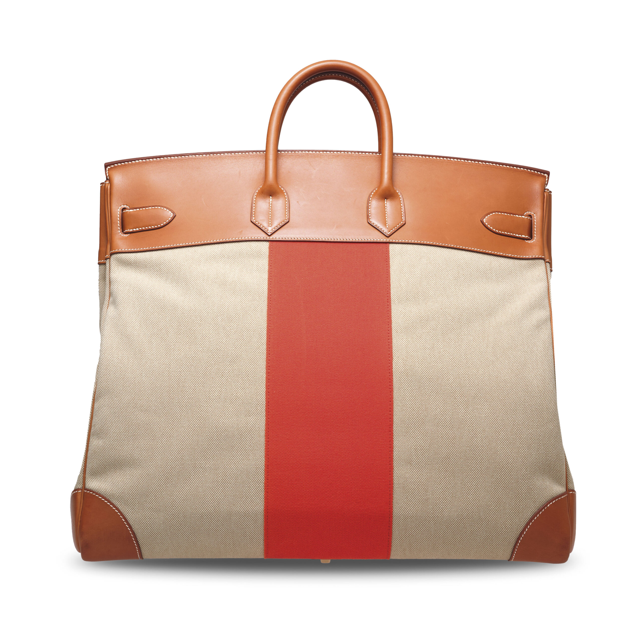 A LIMITED EDITION NATUREL BARÉNIA LEATHER & CANVAS HAC FLAG BIRKIN 50 WITH PERMABRASS HARDWARE 5 A LIMITED EDITION NATUREL BARÉNIA LEATHER & CANVAS HAC FLAG BIRKIN 50 WITH PERMABRASS HARDWARE - Image 5