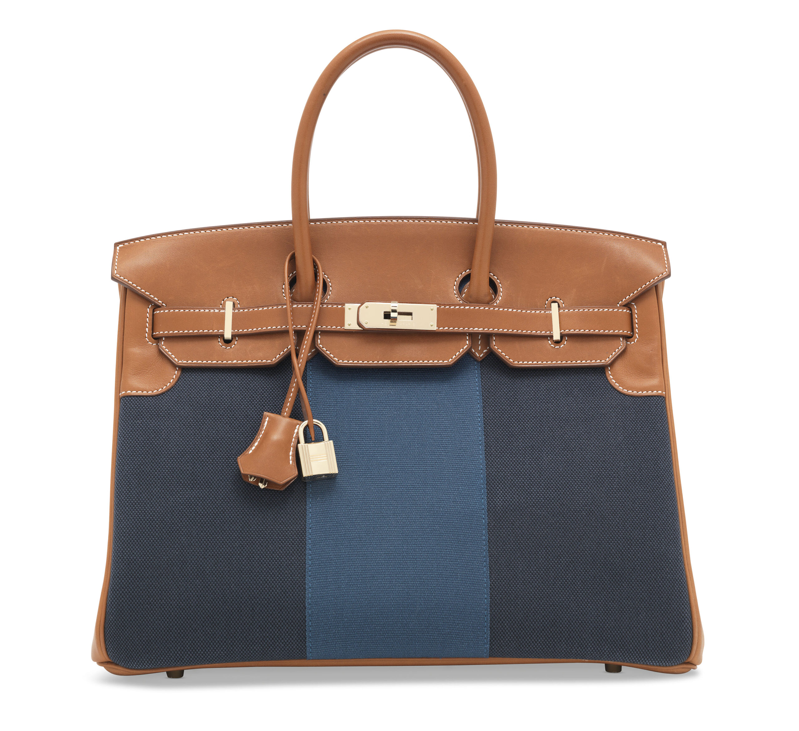 A LIMITED EDITION NATUREL BARÉNIA LEATHER & DENIM FONCÉ TOILE FLAG BIRKIN 35 WITH PERMABRASS HARDWARE 1 A LIMITED EDITION NATUREL BARÉNIA LEATHER & DENIM FONCÉ TOILE FLAG BIRKIN 35 WITH PERMABRASS HARDWARE