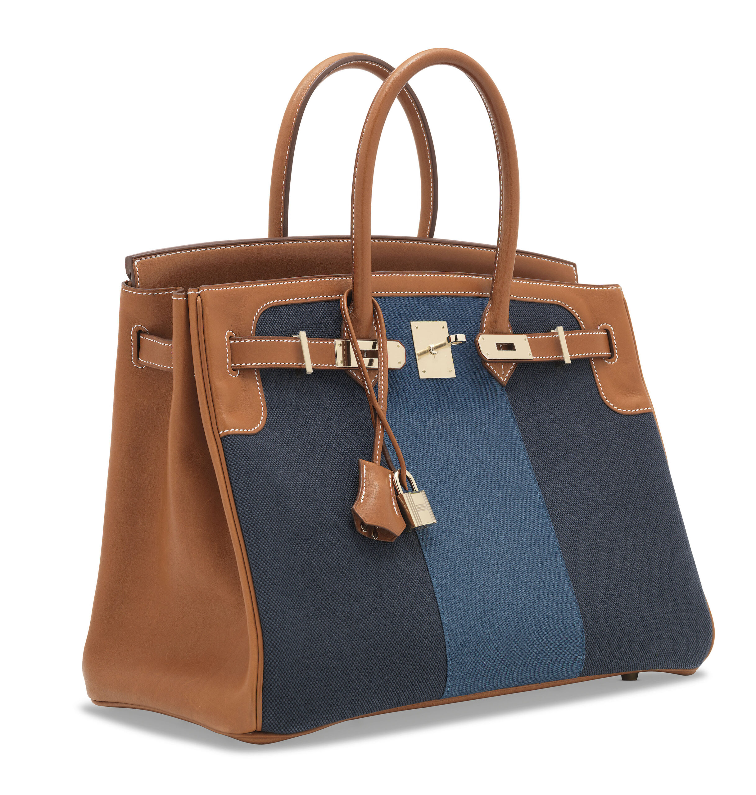 A LIMITED EDITION NATUREL BARÉNIA LEATHER & DENIM FONCÉ TOILE FLAG BIRKIN 35 WITH PERMABRASS HARDWARE 3 A LIMITED EDITION NATUREL BARÉNIA LEATHER & DENIM FONCÉ TOILE FLAG BIRKIN 35 WITH PERMABRASS HARDWARE - Image 3