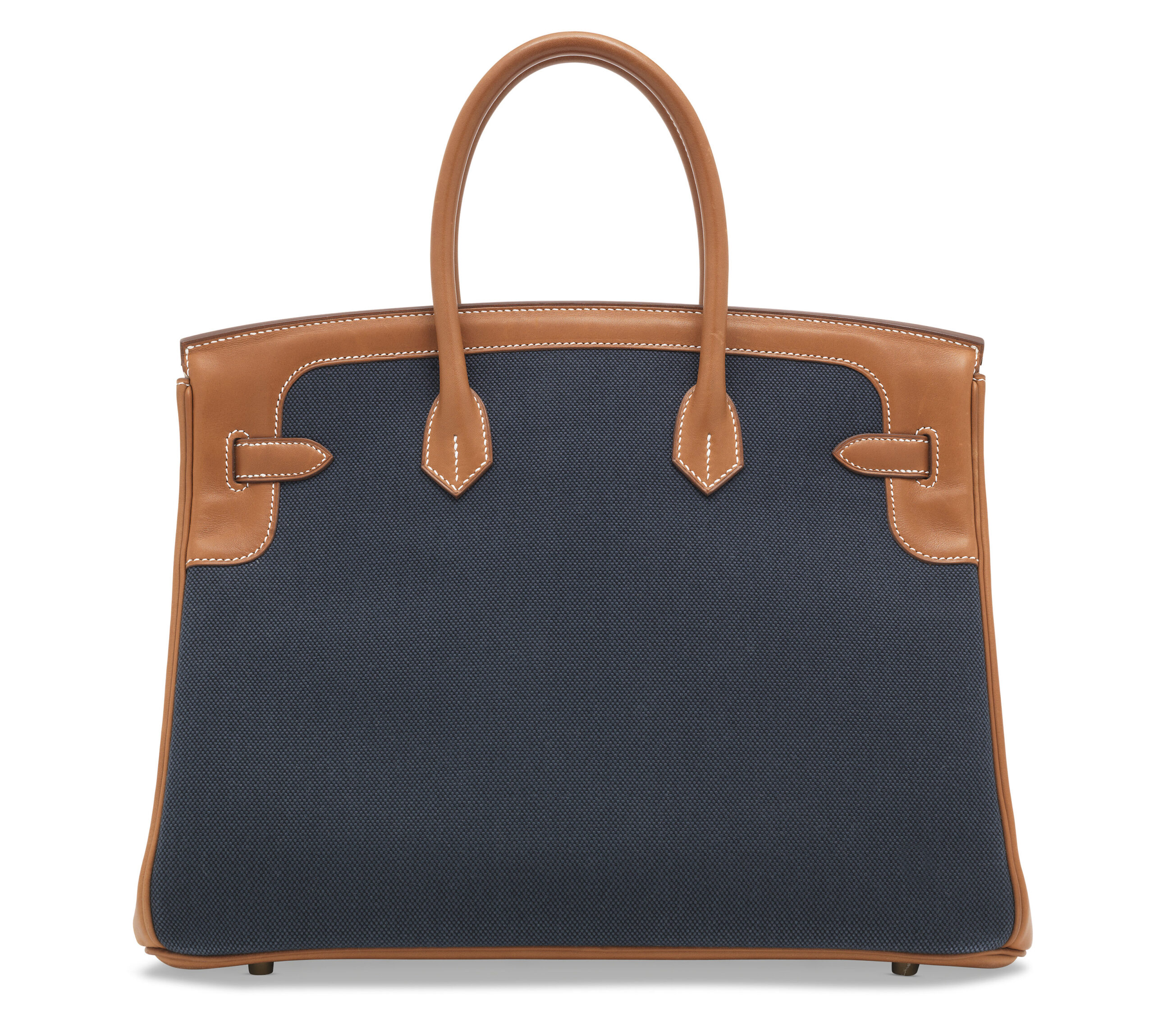 A LIMITED EDITION NATUREL BARÉNIA LEATHER & DENIM FONCÉ TOILE FLAG BIRKIN 35 WITH PERMABRASS HARDWARE 4 A LIMITED EDITION NATUREL BARÉNIA LEATHER & DENIM FONCÉ TOILE FLAG BIRKIN 35 WITH PERMABRASS HARDWARE - Image 4