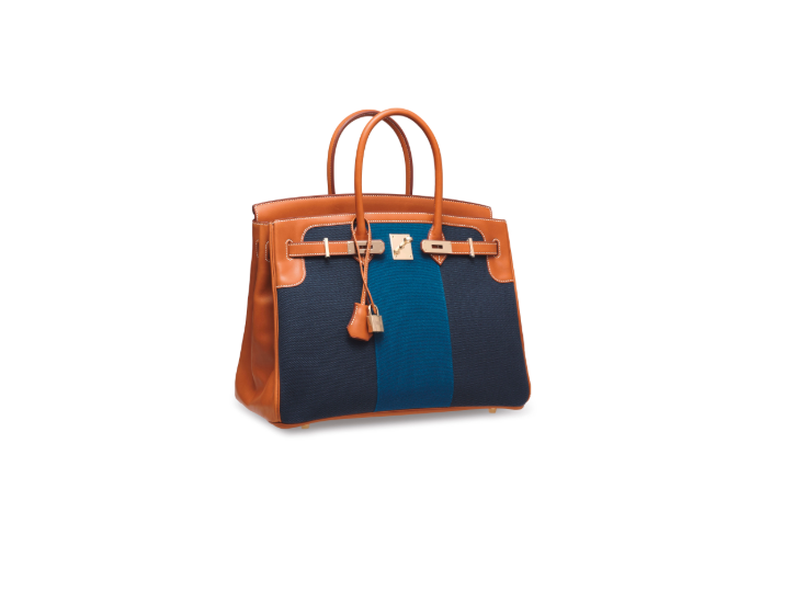 A LIMITED EDITION NATUREL BARÉNIA LEATHER & DENIM FONCÉ TOILE FLAG BIRKIN 35 WITH PERMABRASS HARDWARE 3 A LIMITED EDITION NATUREL BARÉNIA LEATHER & DENIM FONCÉ TOILE FLAG BIRKIN 35 WITH PERMABRASS HARDWARE - Image 3