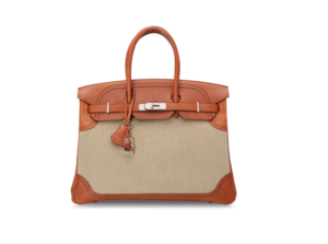 A LIMITED EDITION NATUREL BARÉNIA LEATHER & FICELLE TOILE GHILLIES BIRKIN 35 WITH BRUSHED PALLADIUM HARDWARE