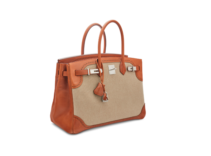 A LIMITED EDITION NATUREL BARÉNIA LEATHER & FICELLE TOILE GHILLIES BIRKIN 35 WITH BRUSHED PALLADIUM HARDWARE 2 A LIMITED EDITION NATUREL BARÉNIA LEATHER & FICELLE TOILE GHILLIES BIRKIN 35 WITH BRUSHED PALLADIUM HARDWARE - Image 2