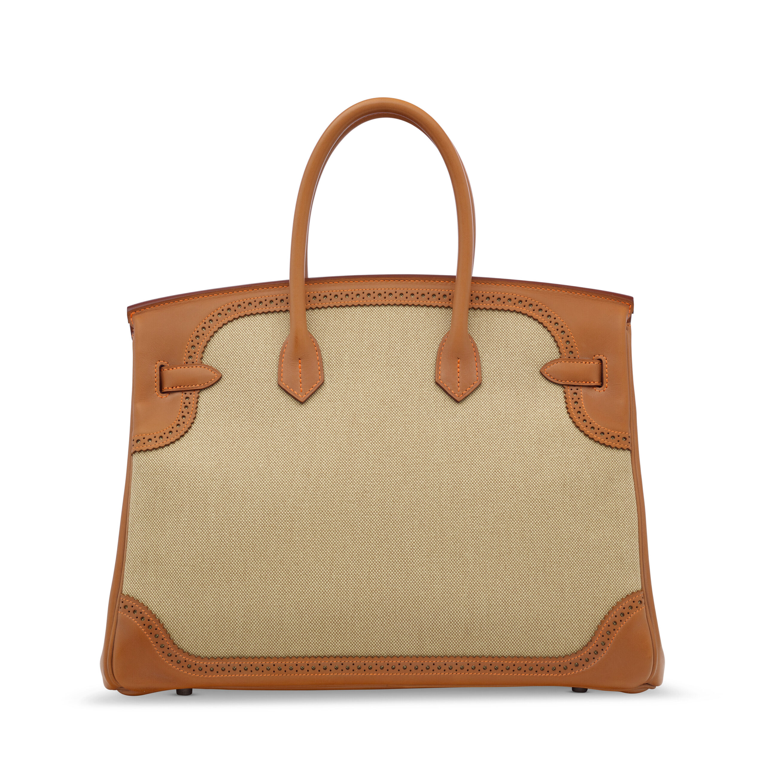 A LIMITED EDITION NATUREL BARÉNIA LEATHER & TOILE GHILLIES BIRKIN 35 WITH BRUSHED PALLADIUM HARDWARE 3 A LIMITED EDITION NATUREL BARÉNIA LEATHER & TOILE GHILLIES BIRKIN 35 WITH BRUSHED PALLADIUM HARDWARE - Image 3