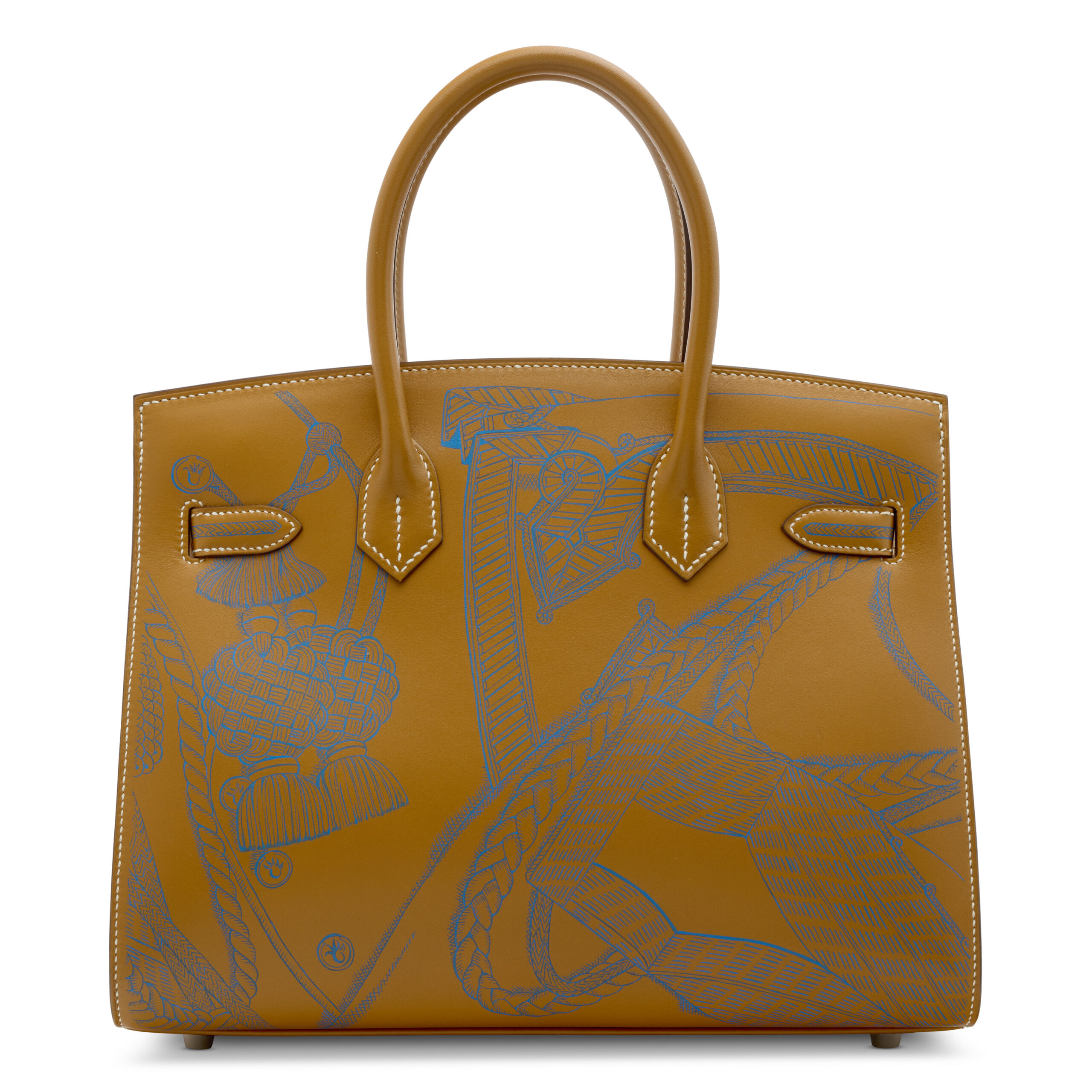 A LIMITED EDITION NATUREL & BLEU ZANZIBAR BUTLER LEATHER SELLIER ZOUAVES ET DRAGONS BIRKIN 30 WITH PALLADIUM HARDWARE 2 A LIMITED EDITION NATUREL & BLEU ZANZIBAR BUTLER LEATHER SELLIER ZOUAVES ET DRAGONS BIRKIN 30 WITH PALLADIUM HARDWARE - Image 2