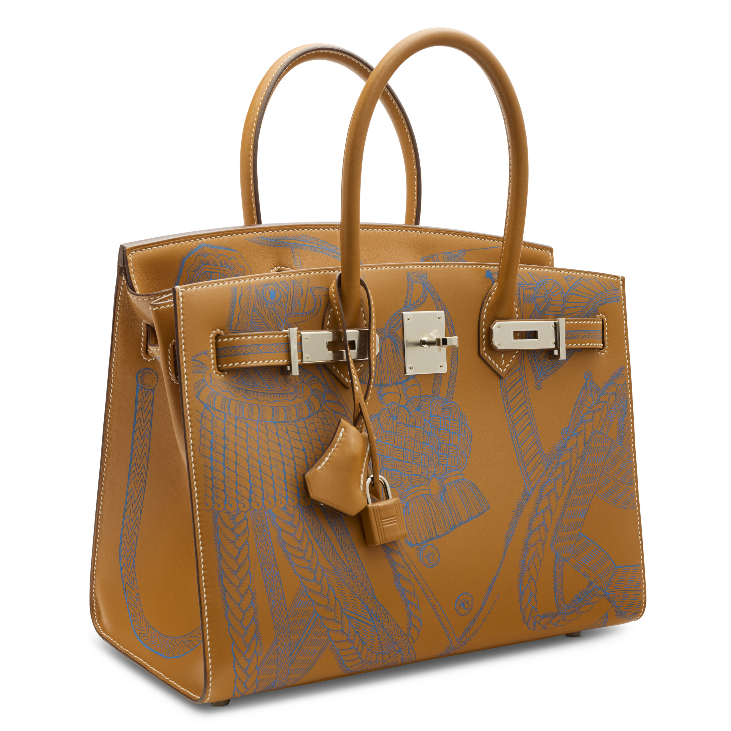 A LIMITED EDITION NATUREL & BLEU ZANZIBAR BUTLER LEATHER SELLIER ZOUAVES ET DRAGONS BIRKIN 30 WITH PALLADIUM HARDWARE 6 A LIMITED EDITION NATUREL & BLEU ZANZIBAR BUTLER LEATHER SELLIER ZOUAVES ET DRAGONS BIRKIN 30 WITH PALLADIUM HARDWARE - Image 6