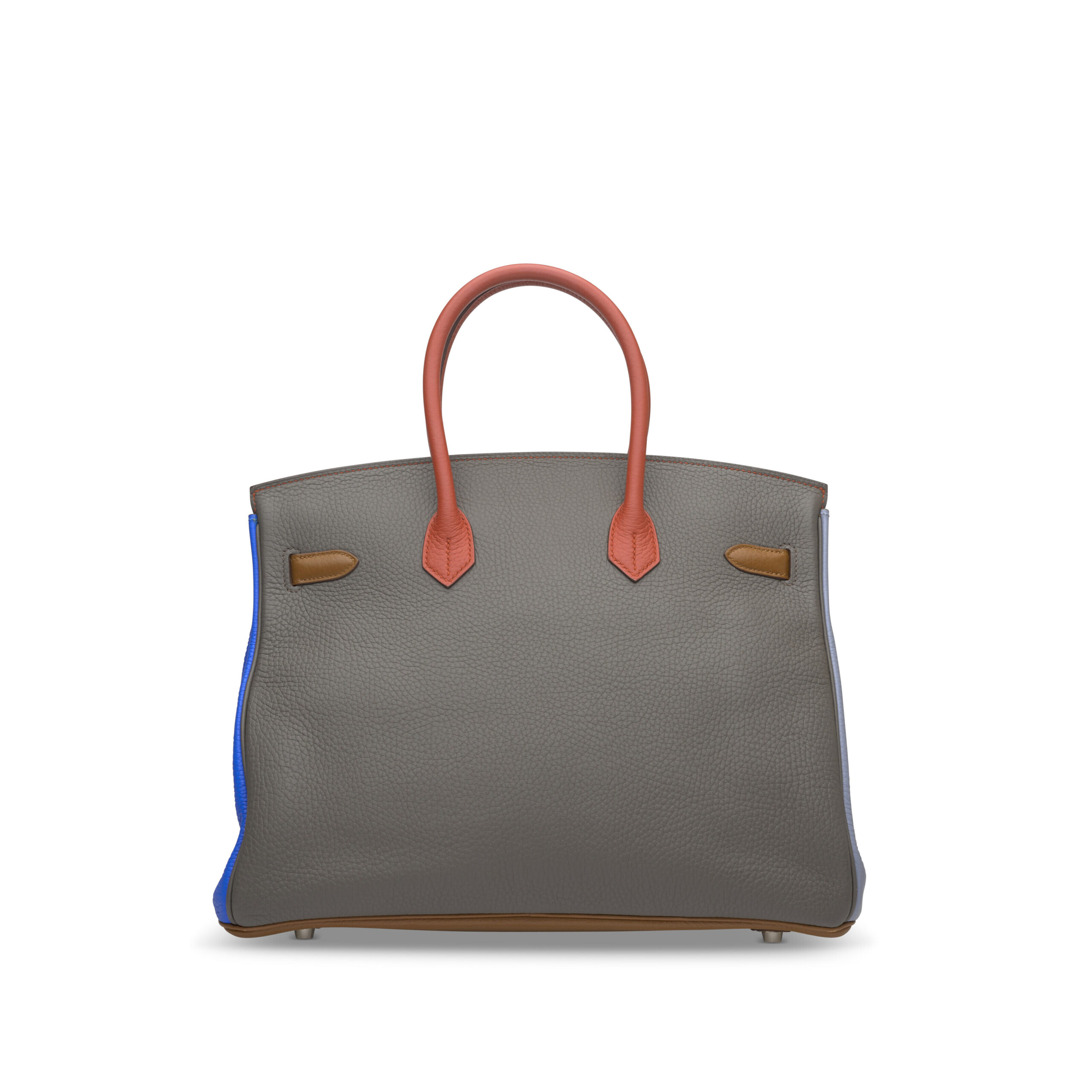 A LIMITED EDITION ORANGE, SANGUINE, BLEU LIN, BLEU HYDRA, ÉTAIN & GOLD CLÉMENCE LEATHER ARLEQUIN BIRKIN 35 WITH PALLADIUM HARDWARE 3 A LIMITED EDITION ORANGE, SANGUINE, BLEU LIN, BLEU HYDRA, ÉTAIN & GOLD CLÉMENCE LEATHER ARLEQUIN BIRKIN 35 WITH PALLADIUM HARDWARE - Image 3