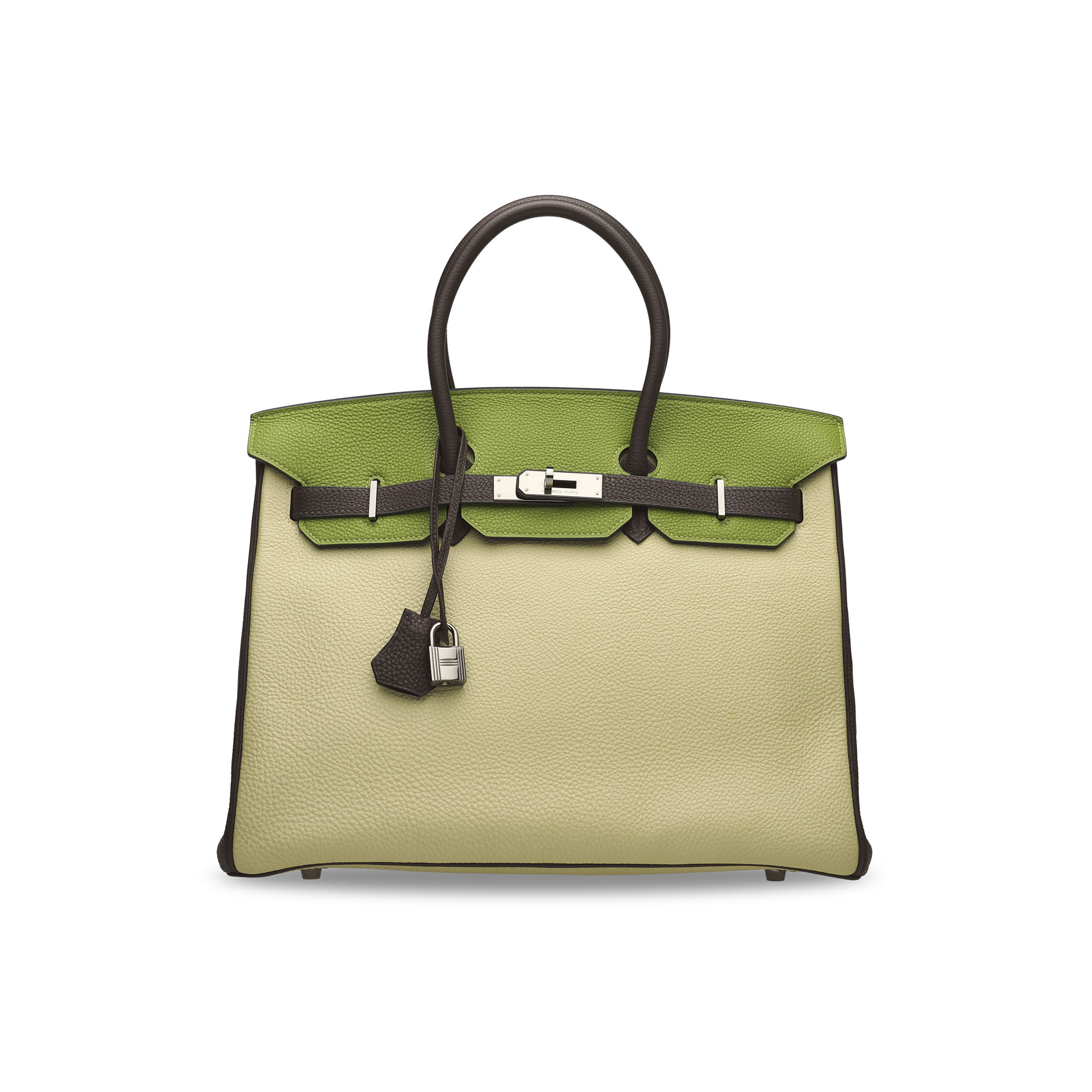 A LIMITED EDITION PARCHEMIN, VERT ANIS & CHOCOLAT TOGO LEATHER BIRKIN 35 WITH RUTHÉNIUM HARDWARE 1 A LIMITED EDITION PARCHEMIN, VERT ANIS & CHOCOLAT TOGO LEATHER BIRKIN 35 WITH RUTHÉNIUM HARDWARE