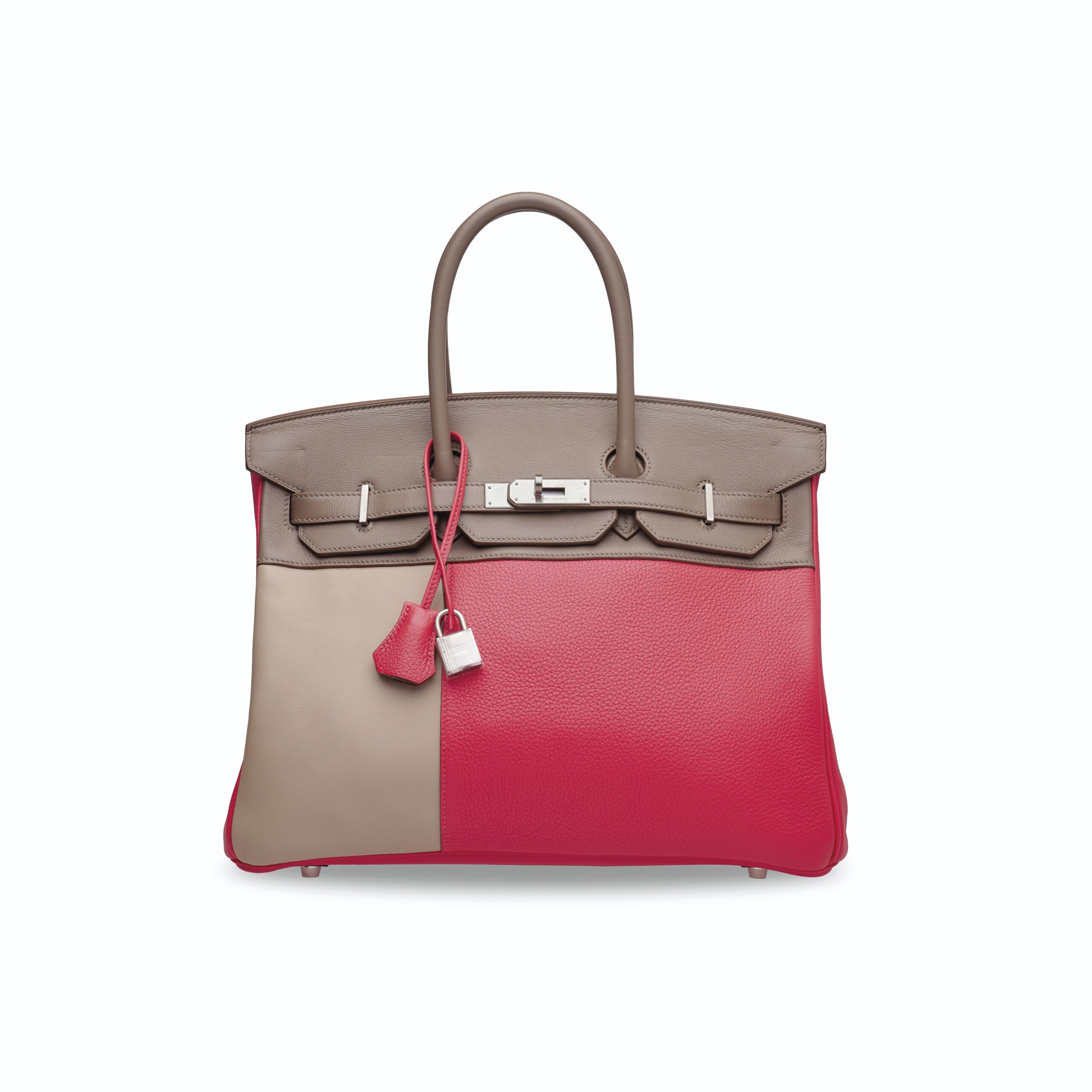 A LIMITED EDITION ROSE JAÏPUR, ARGILE & ÉTOUPE SWIFT & CLÉMENCE LEATHER CASCADE BIRKIN 35 WITH BRUSHED PALLADIUM HARDWARE 1 A LIMITED EDITION ROSE JAÏPUR, ARGILE & ÉTOUPE SWIFT & CLÉMENCE LEATHER CASCADE BIRKIN 35 WITH BRUSHED PALLADIUM HARDWARE