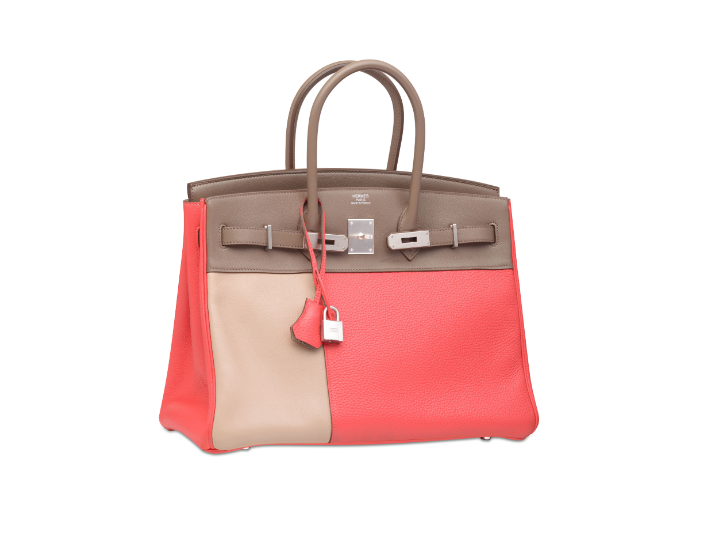 A LIMITED EDITION ROSE JAPUR, ARGILE & ETOUPE SWIFT & CLÉMENCE LEATHER CASCADE BIRKIN 35 WITH BRUSHED PALLADIUM HARDWARE 2 A LIMITED EDITION ROSE JAPUR, ARGILE & ETOUPE SWIFT & CLÉMENCE LEATHER CASCADE BIRKIN 35 WITH BRUSHED PALLADIUM HARDWARE - Image 2