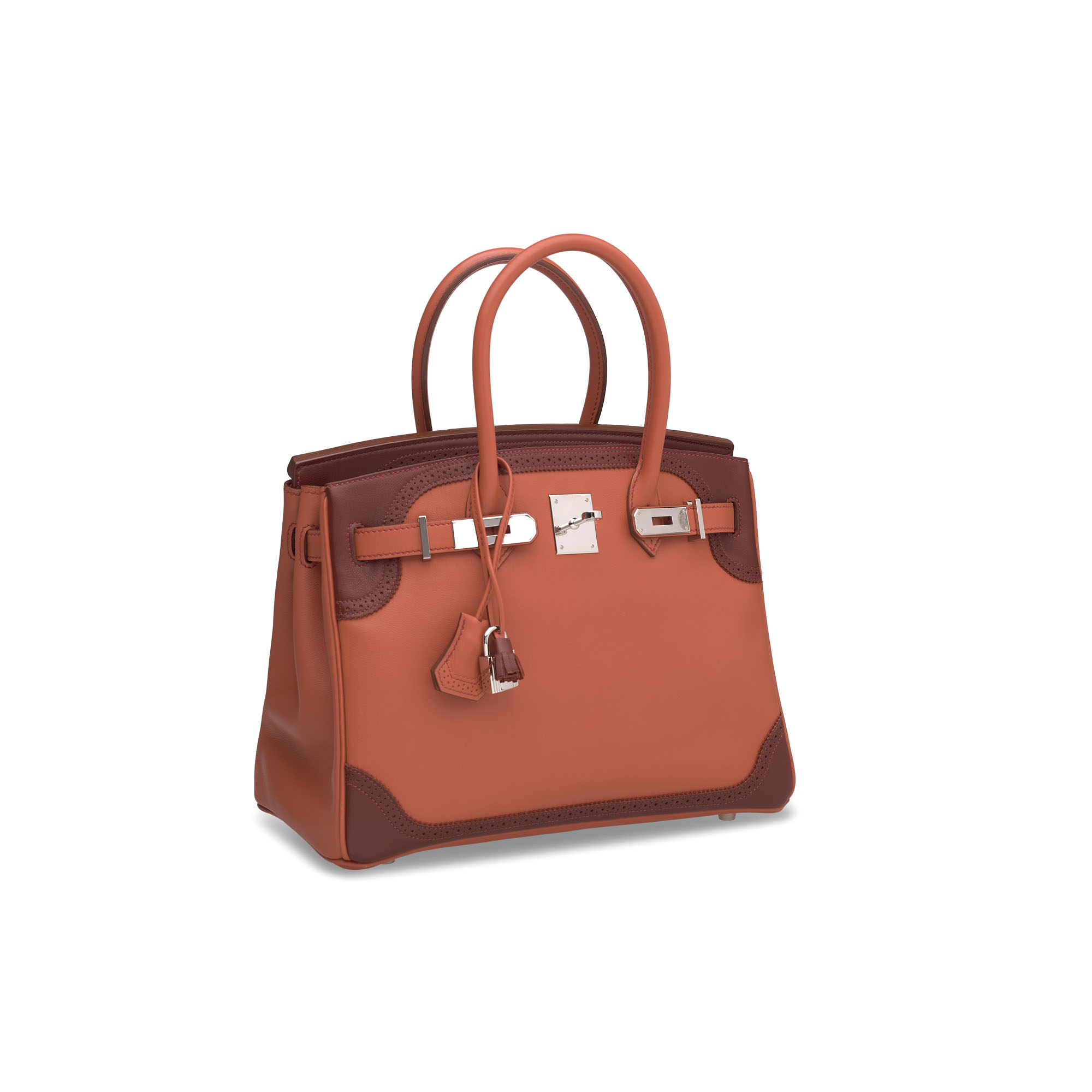 A LIMITED EDITION ROSE THÉ & ROUGE H SWIFT LEATHER GHILLIES BIRKIN 30 WITH PALLADIUM HARDWARE 4 A LIMITED EDITION ROSE THÉ & ROUGE H SWIFT LEATHER GHILLIES BIRKIN 30 WITH PALLADIUM HARDWARE - Image 4