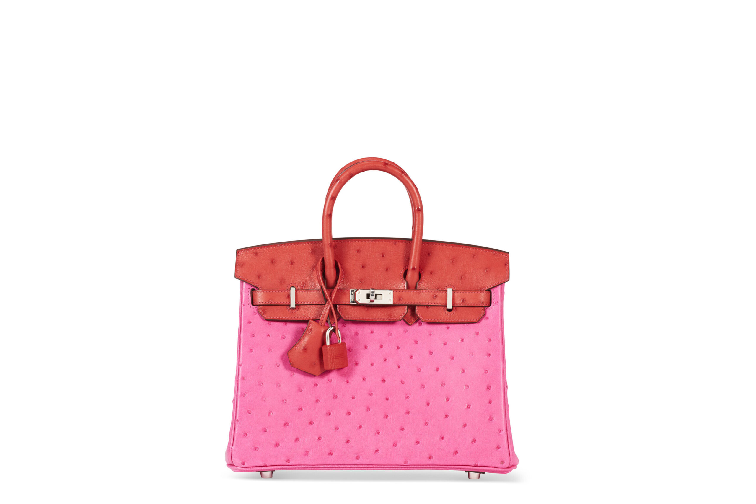 A LIMITED EDITION ROSE TYRIEN & ROUGE VIF OSTRICH TOUCH BIRKIN 25 WITH PALLADIUM HARDWARE 2 A LIMITED EDITION ROSE TYRIEN & ROUGE VIF OSTRICH TOUCH BIRKIN 25 WITH PALLADIUM HARDWARE - Image 2
