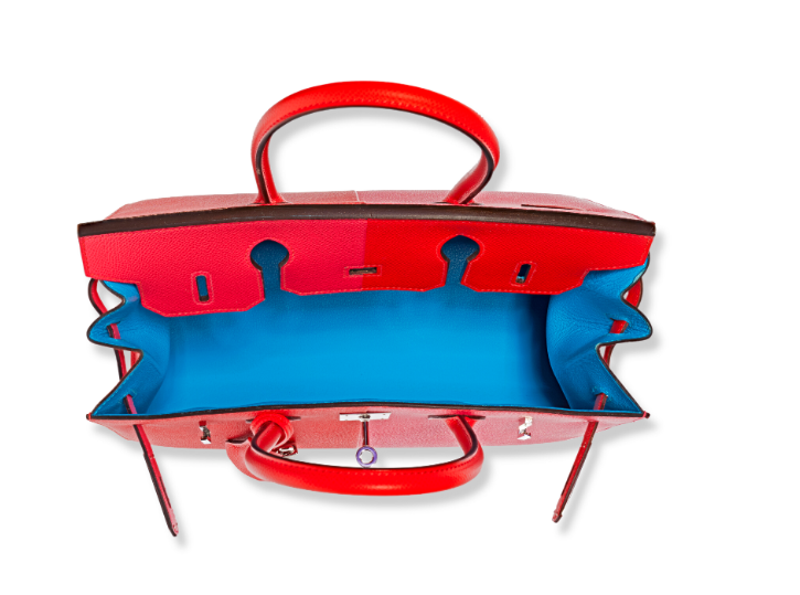 A LIMITED EDITION ROUGE DE COEUR, ROSE EXTRÊME & BLEU ZANZIBAR EPSOM LEATHER SELLIER CASAQUE BIRKIN 30 WITH PALLADIUM HARDWARE 4 A LIMITED EDITION ROUGE DE COEUR, ROSE EXTRÊME & BLEU ZANZIBAR EPSOM LEATHER SELLIER CASAQUE BIRKIN 30 WITH PALLADIUM HARDWARE - Image 4