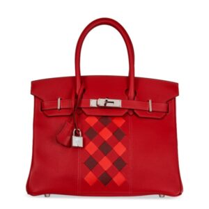 A LIMITED EDITION ROUGE DE COEUR, ROUGE H & ROUGE PIMENT SWIFT AND EPSOM LEATHER TRESSAGE BIRKIN 30 WITH PALLADIUM HARDWARE