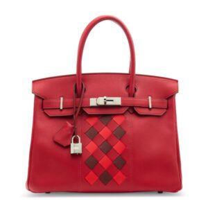 A LIMITED EDITION ROUGE DE COEUR, ROUGE H & ROUGE PIMENT SWIFT AND EPSOM LEATHER TRESSAGE BIRKIN 30 WITH PALLADIUM HARDWARE