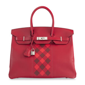 A LIMITED EDITION ROUGE DE COEUR, ROUGE H & ROUGE PIMENT SWIFT AND EPSOM LEATHER TRESSAGE BIRKIN 35 WITH PALLADIUM HARDWARE