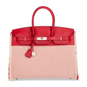 A LIMITED EDITION ROUGE DE COEUR SWIFT LEATHER & TWILL H CANVAS FRAY FRAY SELLIER BIRKIN 35 WITH PALLADIUM HARDWARE