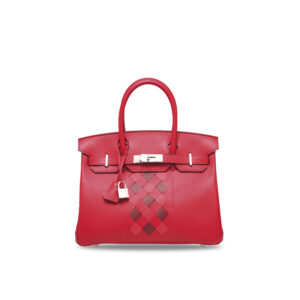 A LIMITED EDITION ROUGE PIMENT SWIFT LEATHER, ROUGE DE COEUR & ROUGE H EPSOM LEATHER TRESSAGE BIRKIN 30 WITH PALLADIUM HARDWARE