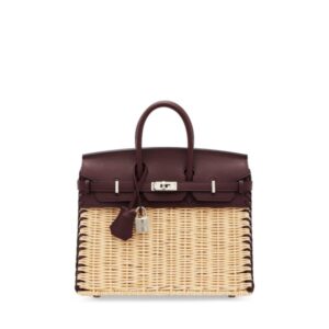 A LIMITED EDITION ROUGE SELLIER SWIFT LEATHER & OSIER PICNIC BIRKIN 25 WITH PALLADIUM HARDWARE