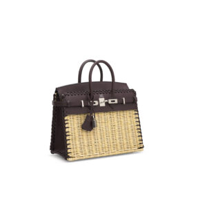 A LIMITED EDITION ROUGE SELLIER SWIFT LEATHER & OSIER PICNIC BIRKIN 25 WITH PALLADIUM HARDWARE