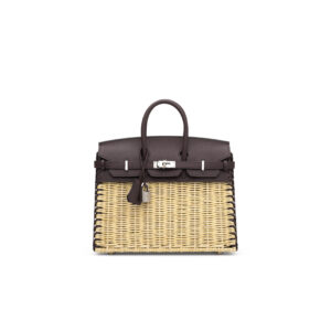 A LIMITED EDITION ROUGE SELLIER SWIFT LEATHER & OSIER PICNIC BIRKIN 25 WITH PALLADIUM HARDWARE