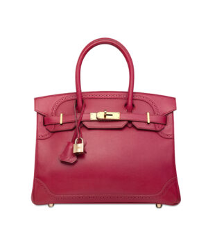 A LIMITED EDITION RUBIS TADELAKT LEATHER GHILLIES BIRKIN 30 WITH PERMABRASS HARDWARE