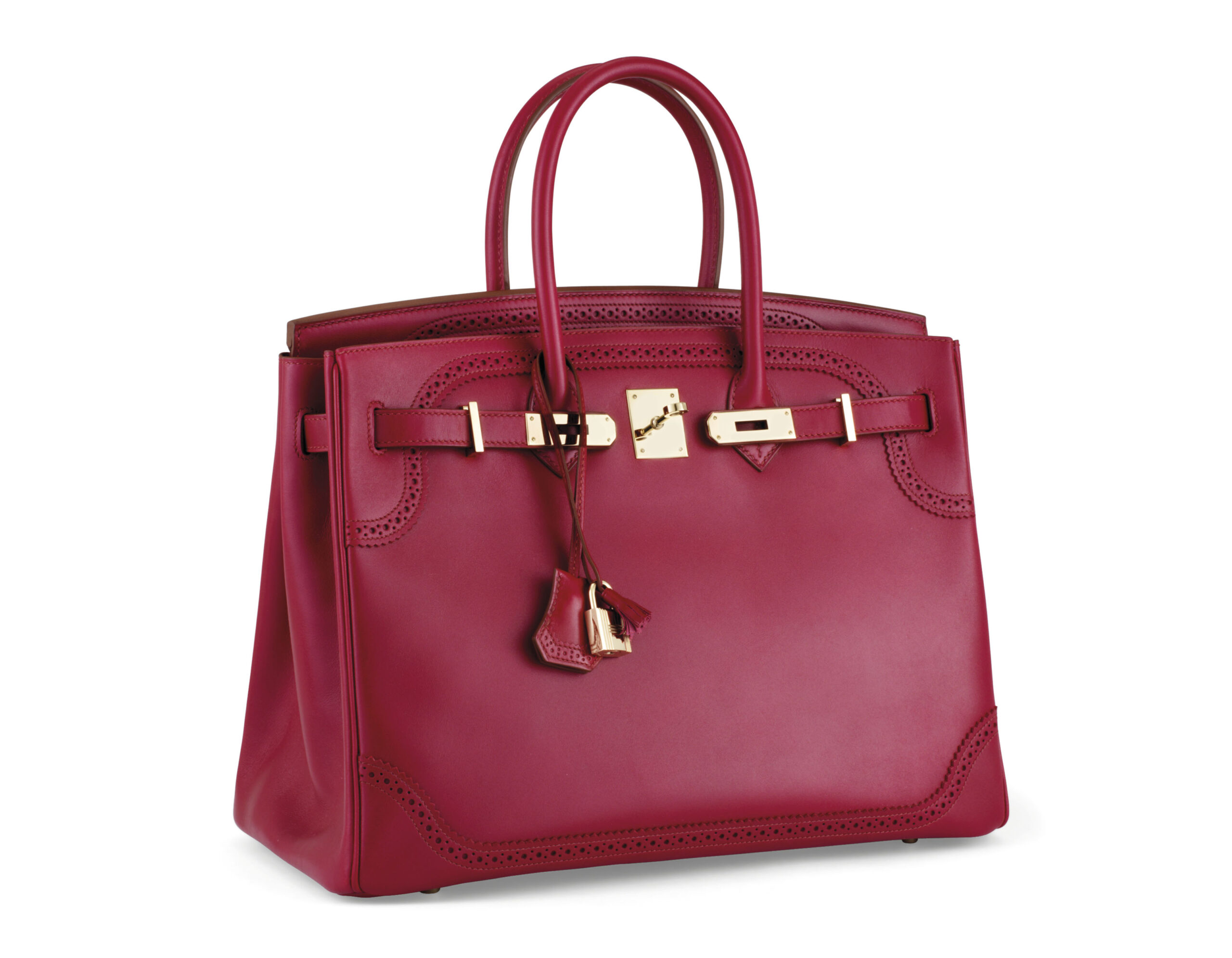 A LIMITED EDITION RUBIS TADELAKT LEATHER GHILLIES BIRKIN 35 WITH PERMABRASS HARDWARE 2 A LIMITED EDITION RUBIS TADELAKT LEATHER GHILLIES BIRKIN 35 WITH PERMABRASS HARDWARE - Image 2