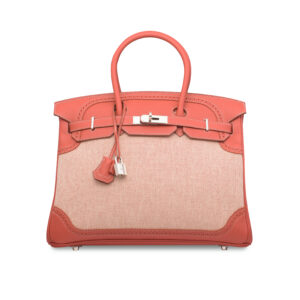 A LIMITED EDITION SANGUINE SWIFT LEATHER & TOILE GHILLIES BIRKIN 35 WITH PALLADIUM HARDWAR