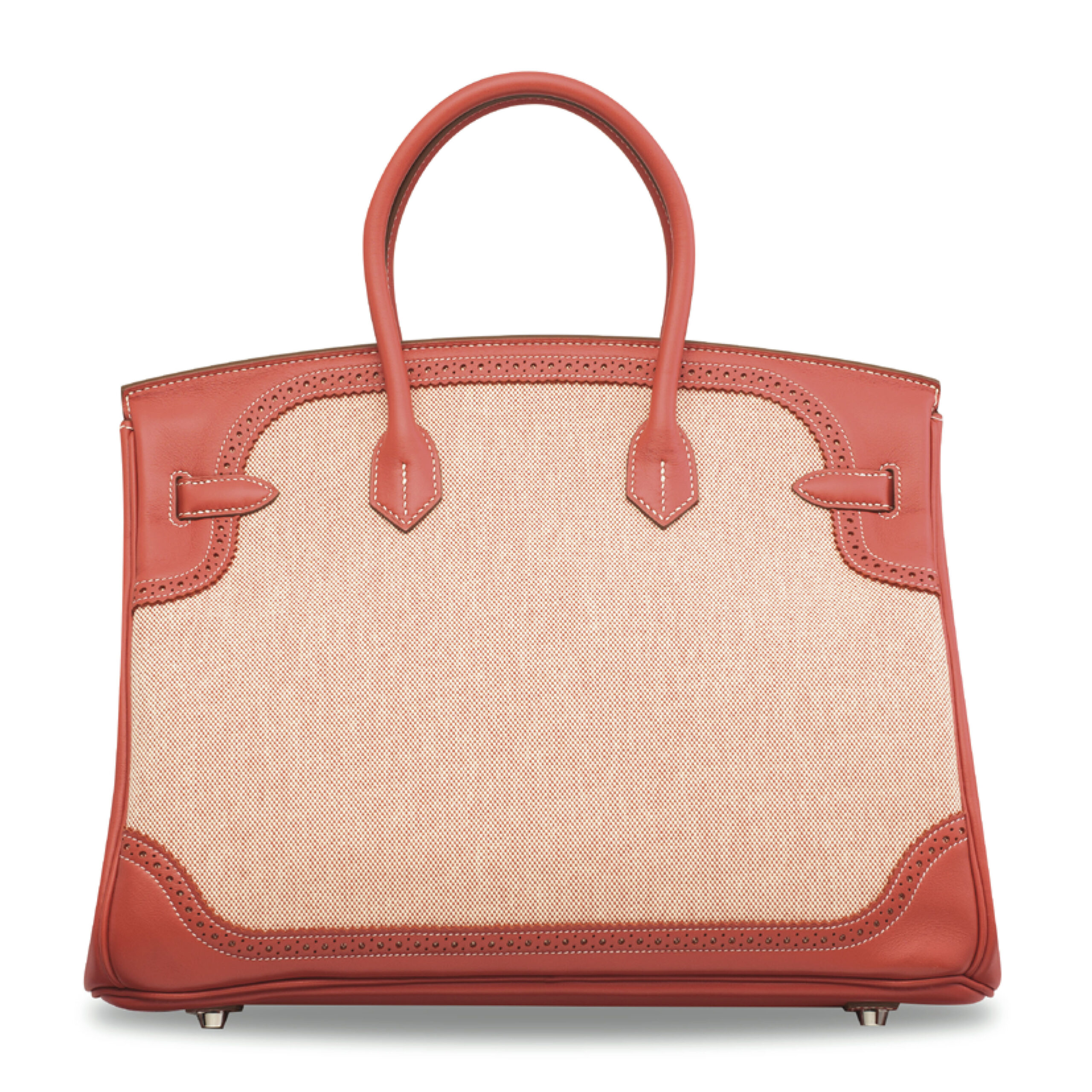 A LIMITED EDITION SANGUINE SWIFT LEATHER & TOILE GHILLIES BIRKIN 35 WITH PALLADIUM HARDWARE 3 A LIMITED EDITION SANGUINE SWIFT LEATHER & TOILE GHILLIES BIRKIN 35 WITH PALLADIUM HARDWARE - Image 3