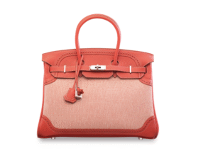 A LIMITED EDITION SANGUINE & TOILE SWIFT LEATHER GHILLIES BIRKIN 35 WITH PALLADIUM HARDWARE