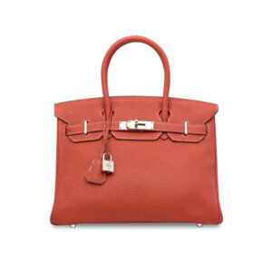 A LIMITED EDITION SANGUINE & WHITE CLEMÉNCE LEATHER BIRKIN ÉCLAT 30 WITH PALLADIUM HARDWARE