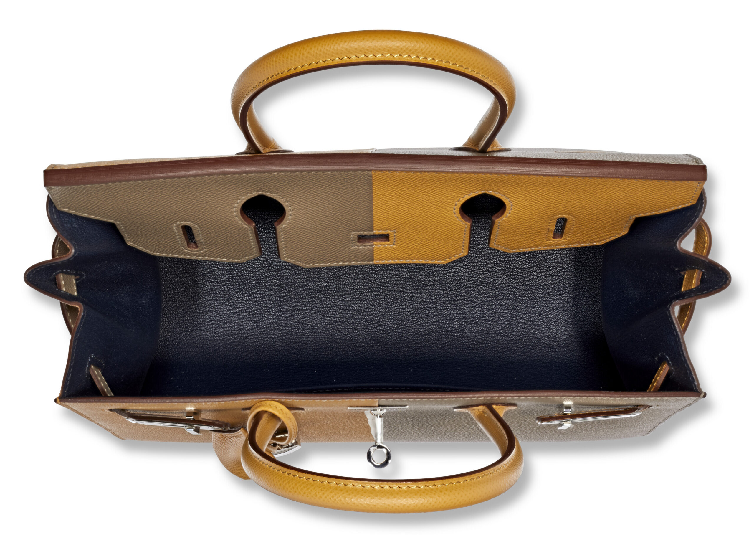 A LIMITED EDITION SESAME, ÉTOUPE & BLEU INDIGO EPSOM LEATHER SELLIER CASAQUE BIRKIN 30 WITH PALLADIUM HARDWARE 3 A LIMITED EDITION SESAME, ÉTOUPE & BLEU INDIGO EPSOM LEATHER SELLIER CASAQUE BIRKIN 30 WITH PALLADIUM HARDWARE - Image 3