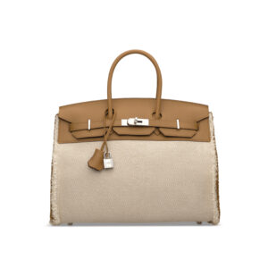 A LIMITED EDITION SESAME SWIFT LEATHER & TWILL H CANVAS FRAY FRAY BIRKIN 35 WITH PALLADIUM HARDWARE