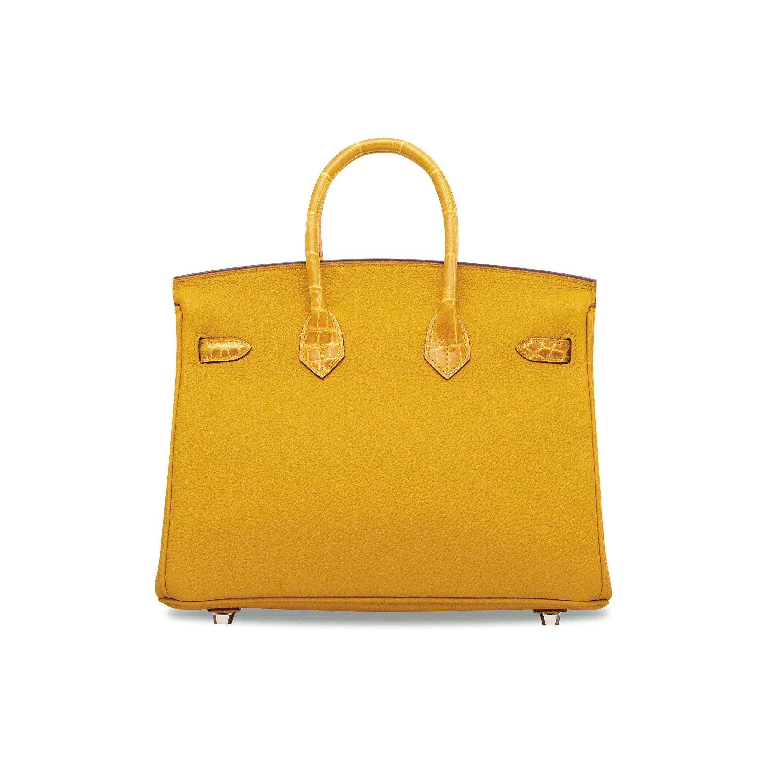 A LIMITED EDITION SHINY AMBRE NILOTICUS CROCODILE & TOGO LEATHER TOUCH BIRKIN 25 WITH PALLADIUM HARDWARE 4 A LIMITED EDITION SHINY AMBRE NILOTICUS CROCODILE & TOGO LEATHER TOUCH BIRKIN 25 WITH PALLADIUM HARDWARE - Image 4