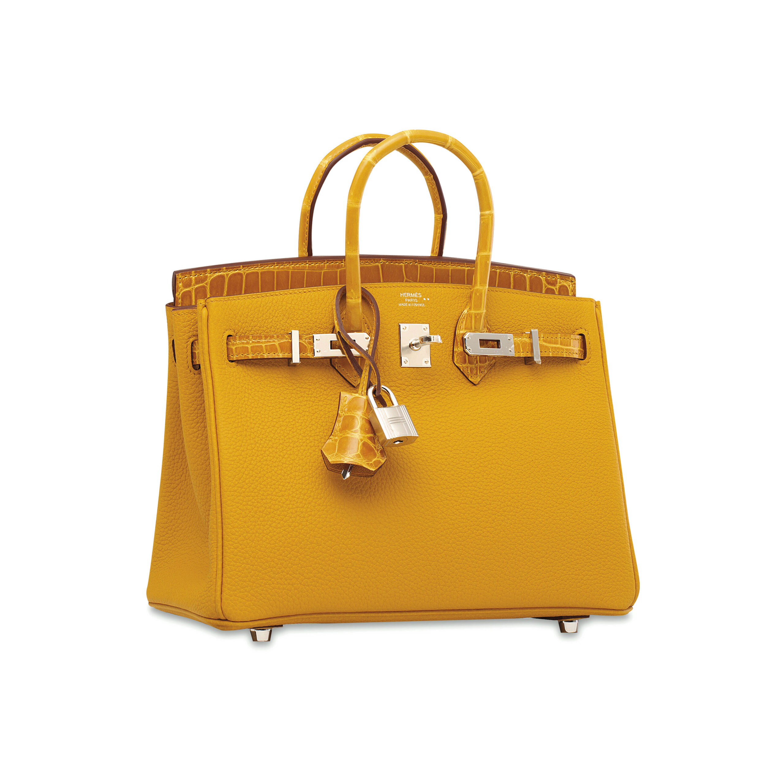 A LIMITED EDITION SHINY AMBRE NILOTICUS CROCODILE & TOGO LEATHER TOUCH BIRKIN 25 WITH PALLADIUM HARDWARE 5 A LIMITED EDITION SHINY AMBRE NILOTICUS CROCODILE & TOGO LEATHER TOUCH BIRKIN 25 WITH PALLADIUM HARDWARE - Image 5