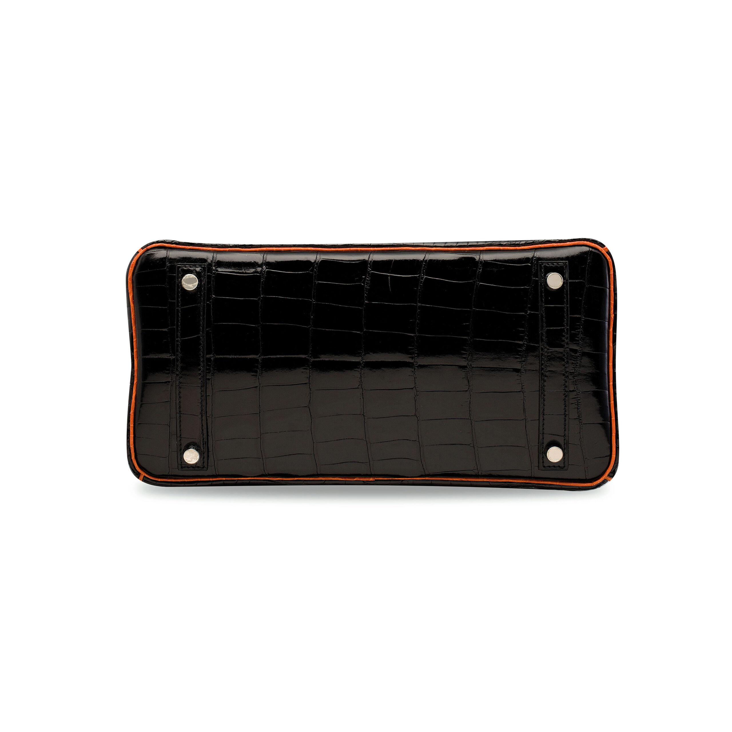 A LIMITED EDITION SHINY BLACK AND ORANGE NILOTICUS CROCODILE BIRKIN 30 WITH PALLADIUM HARDWARE 5 A LIMITED EDITION SHINY BLACK AND ORANGE NILOTICUS CROCODILE BIRKIN 30 WITH PALLADIUM HARDWARE - Image 5