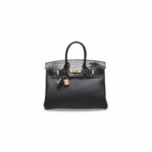 A LIMITED EDITION SHINY BLACK NILOTICUS CROCODILE & NOVILLO LEATHER TOUCH BIRKIN 25 WITH ROSE GOLD HARDWARE (5)