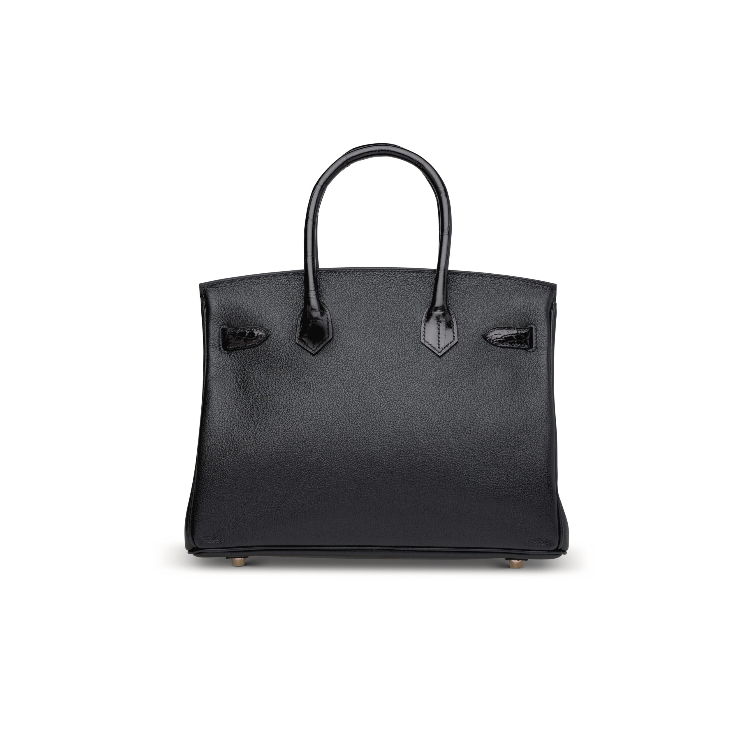 A LIMITED EDITION SHINY BLACK NILOTICUS CROCODILE & NOVILLO LEATHER TOUCH BIRKIN 30 WITH ROSE GOLD HARDWARE 4 A LIMITED EDITION SHINY BLACK NILOTICUS CROCODILE & NOVILLO LEATHER TOUCH BIRKIN 30 WITH ROSE GOLD HARDWARE - Image 4