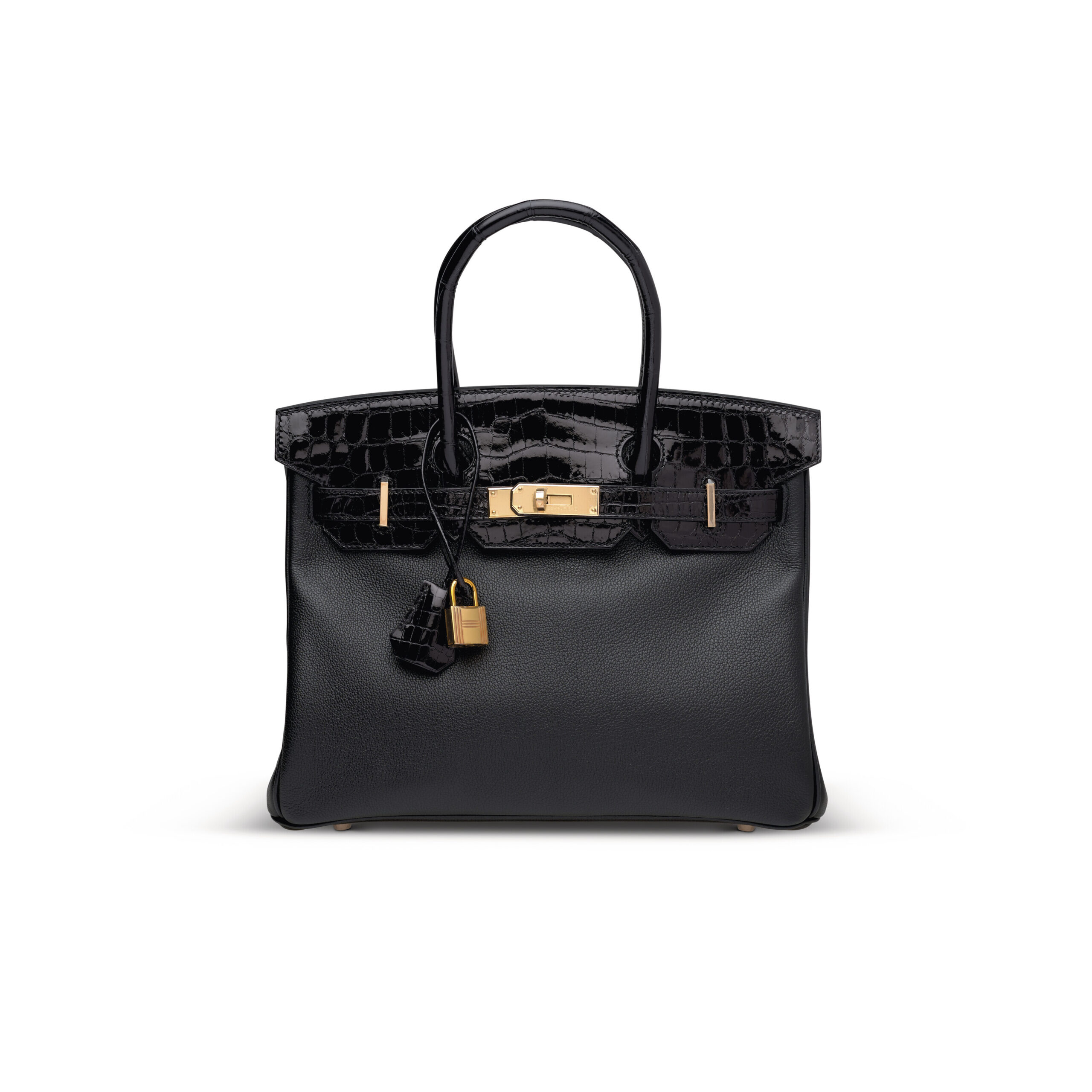 A LIMITED EDITION SHINY BLACK NILOTICUS CROCODILE & NOVILLO LEATHER TOUCH BIRKIN 30 WITH ROSE GOLD HARDWARE 1 A LIMITED EDITION SHINY BLACK NILOTICUS CROCODILE & NOVILLO LEATHER TOUCH BIRKIN 30 WITH ROSE GOLD HARDWARE (4)