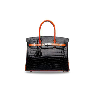 A LIMITED EDITION SHINY BLACK & ORANGE NILOTICUS CROCODILE BIRKIN 30 WITH RUTHÉNIUM HARDWARE (1)