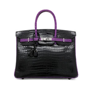 A LIMITED EDITION SHINY BLACK & VIOLET POROSUS CROCODILE BIRKIN 35 WITH RUTHÉNIUM HARDWARE (3)