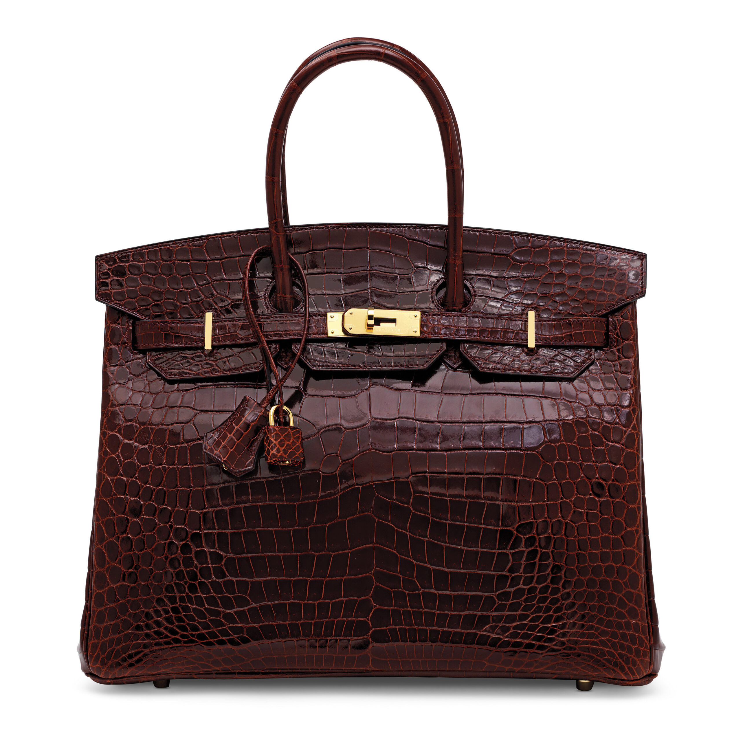 A LIMITED EDITION SHINY BOURGOGNE & INDIGO POROSUS CROCODILE CONTOUR BIRKIN 35 WITH GOLD HARDWARE 4 A LIMITED EDITION SHINY BOURGOGNE & INDIGO POROSUS CROCODILE CONTOUR BIRKIN 35 WITH GOLD HARDWARE - Image 4