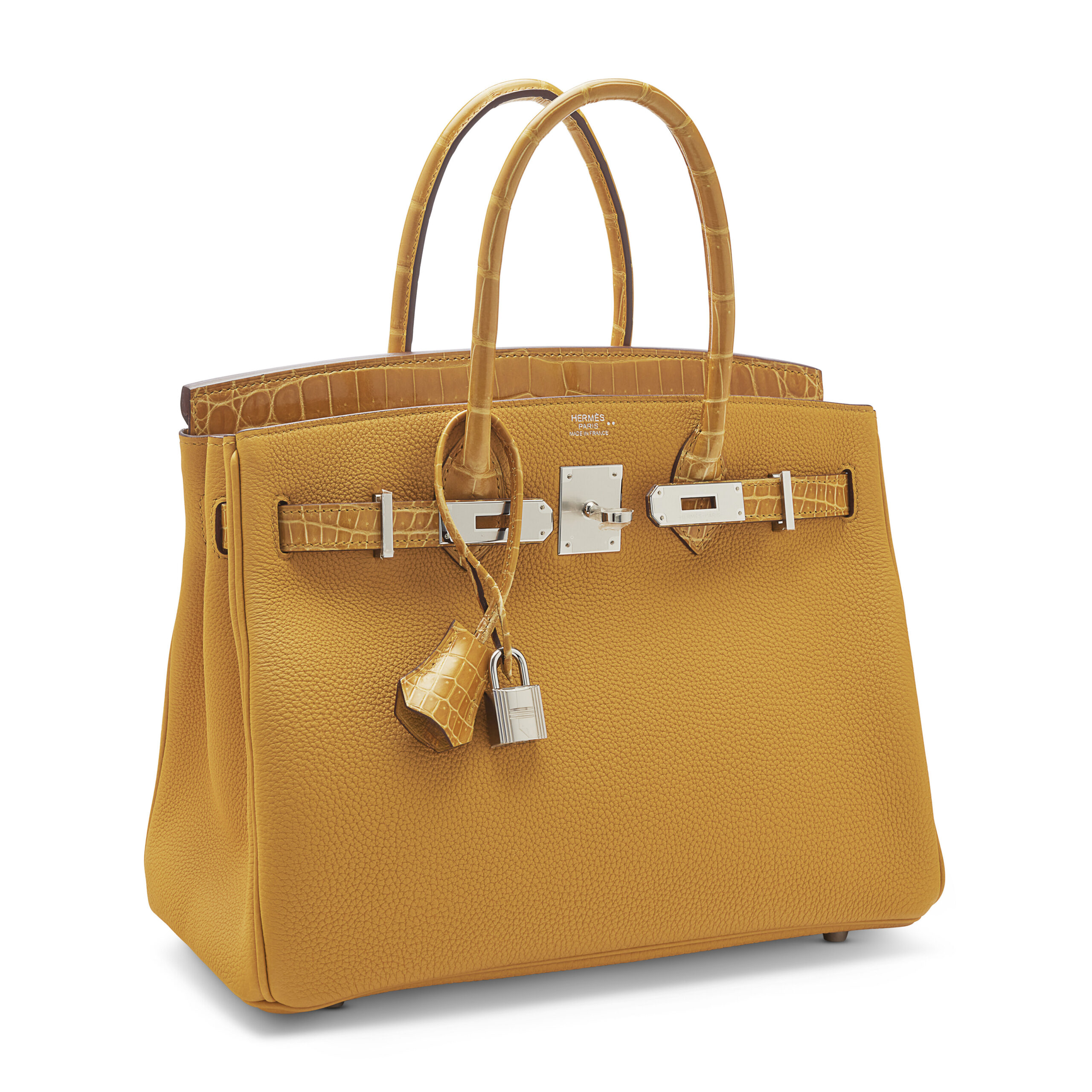 A LIMITED EDITION SHINY JAUNE AMBRE NILOTICUS CROCODILE & TOGO LEATHER TOUCH BIRKIN 30 WITH PALLADIUM HARDWARE 2 A LIMITED EDITION SHINY JAUNE AMBRE NILOTICUS CROCODILE & TOGO LEATHER TOUCH BIRKIN 30 WITH PALLADIUM HARDWARE - Image 2
