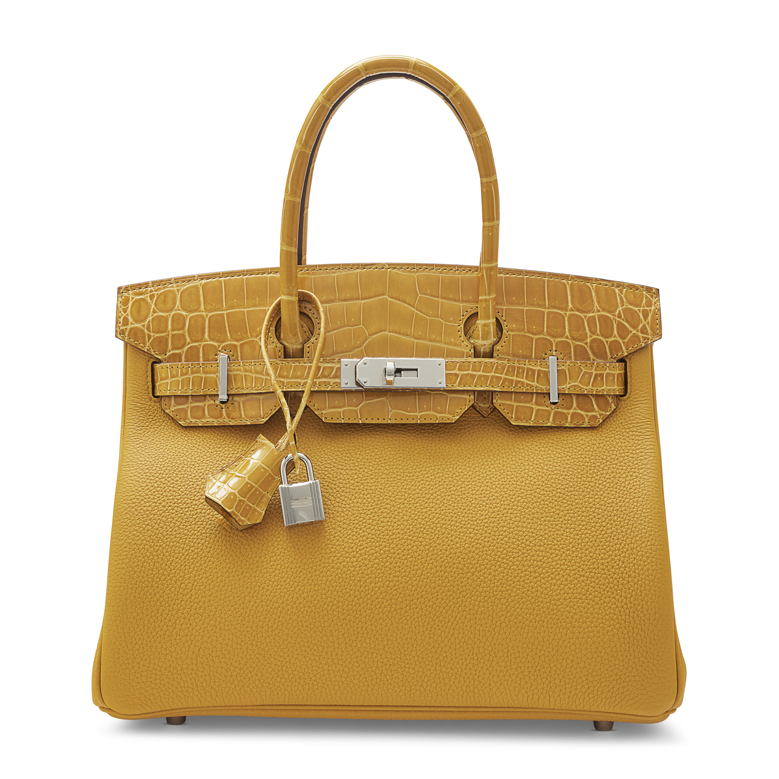 A LIMITED EDITION SHINY JAUNE AMBRE NILOTICUS CROCODILE & TOGO LEATHER TOUCH BIRKIN 30 WITH PALLADIUM HARDWARE 6 A LIMITED EDITION SHINY JAUNE AMBRE NILOTICUS CROCODILE & TOGO LEATHER TOUCH BIRKIN 30 WITH PALLADIUM HARDWARE - Image 6