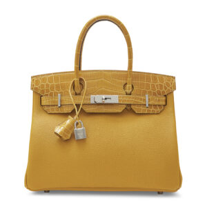 A LIMITED EDITION SHINY JAUNE AMBRE NILOTICUS CROCODILE & TOGO LEATHER TOUCH BIRKIN 30 WITH PALLADIUM HARDWARE (5)