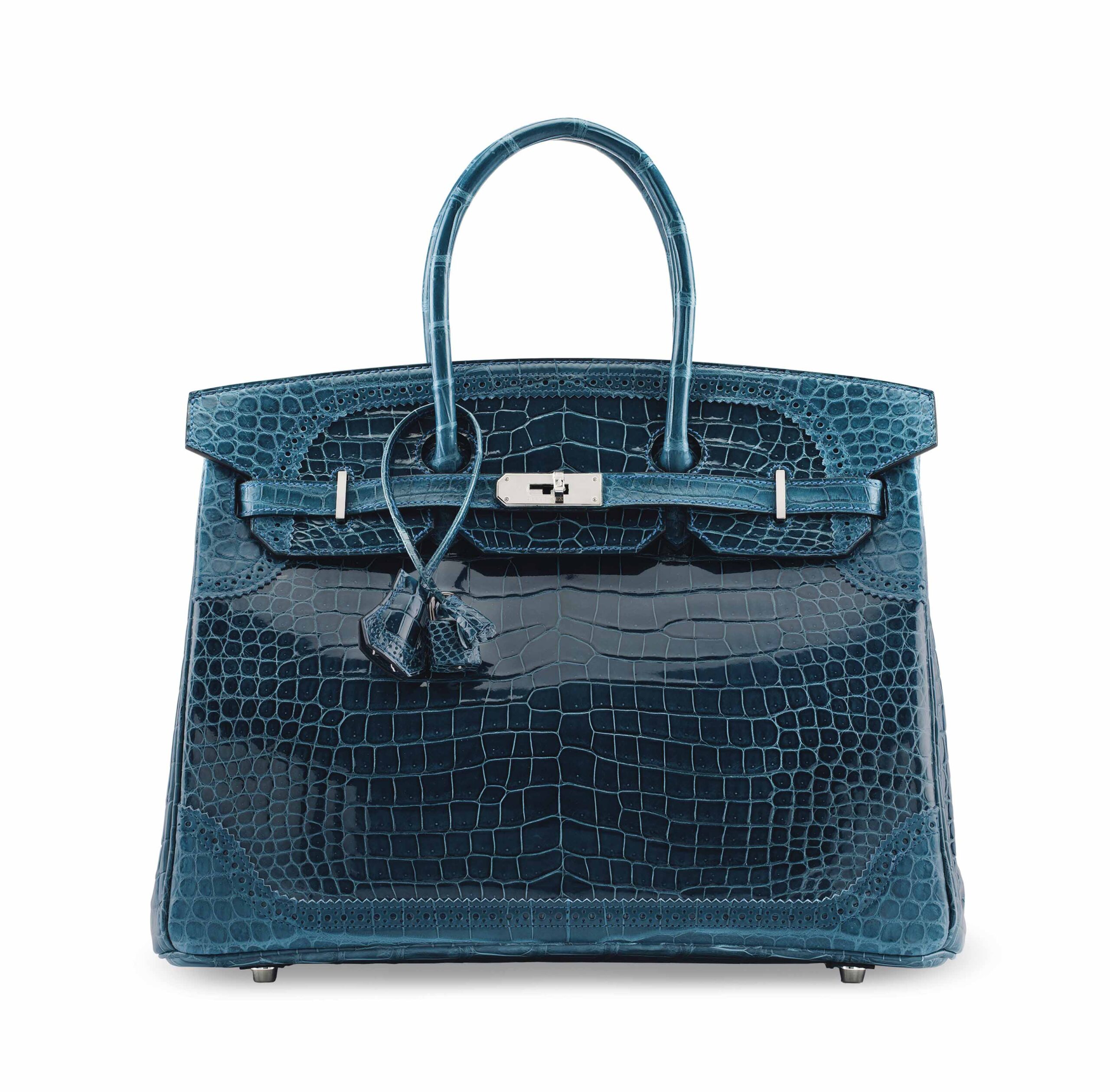 A LIMITED EDITION SHINY & MATTE BLEU COLVERT POROSUS CROCODILE GHILLIES BIRKIN 35 WITH PALLADIUM HARDWARE 2 A LIMITED EDITION SHINY & MATTE BLEU COLVERT POROSUS CROCODILE GHILLIES BIRKIN 35 WITH PALLADIUM HARDWARE - Image 2
