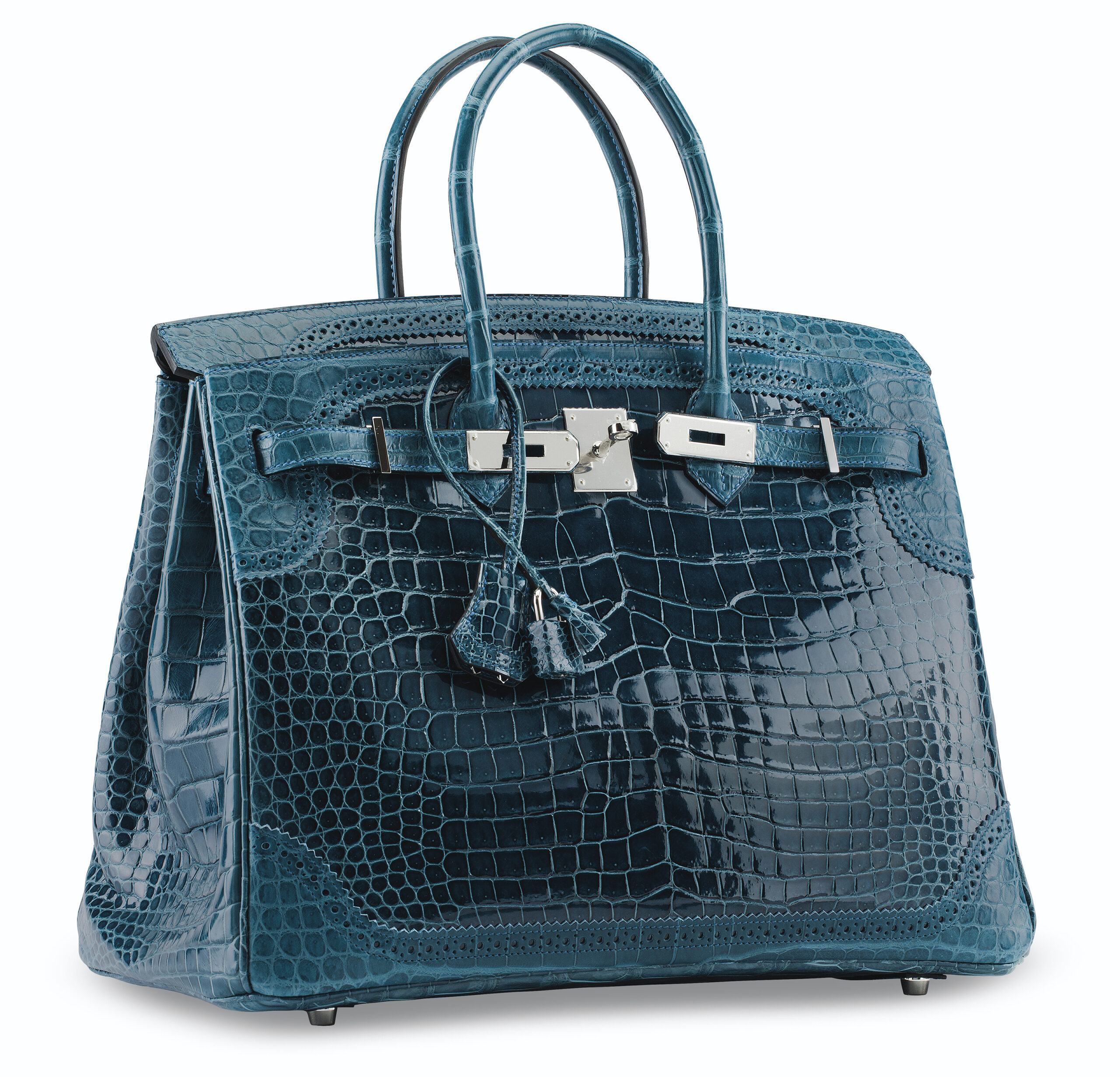 A LIMITED EDITION SHINY & MATTE BLEU COLVERT POROSUS CROCODILE GHILLIES BIRKIN 35 WITH PALLADIUM HARDWARE 3 A LIMITED EDITION SHINY & MATTE BLEU COLVERT POROSUS CROCODILE GHILLIES BIRKIN 35 WITH PALLADIUM HARDWARE - Image 3