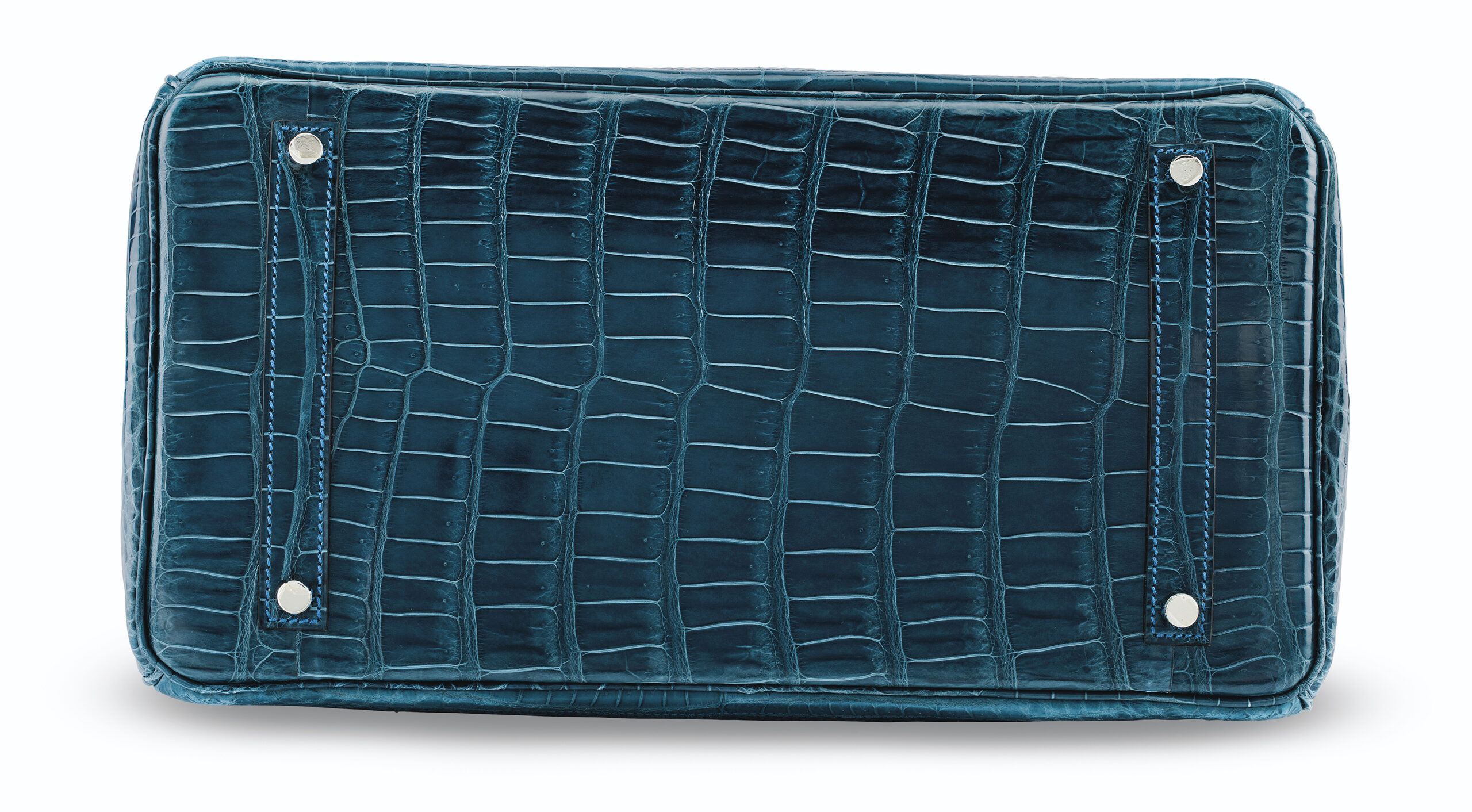 A LIMITED EDITION SHINY & MATTE BLEU COLVERT POROSUS CROCODILE GHILLIES BIRKIN 35 WITH PALLADIUM HARDWARE 5 A LIMITED EDITION SHINY & MATTE BLEU COLVERT POROSUS CROCODILE GHILLIES BIRKIN 35 WITH PALLADIUM HARDWARE - Image 5