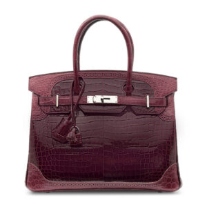 A LIMITED EDITION SHINY & MATTE BOURGOGNE POROSUS CROCODILE GHILLIES BIRKIN 30 WITH PALLADIUM HARDWARE (1)